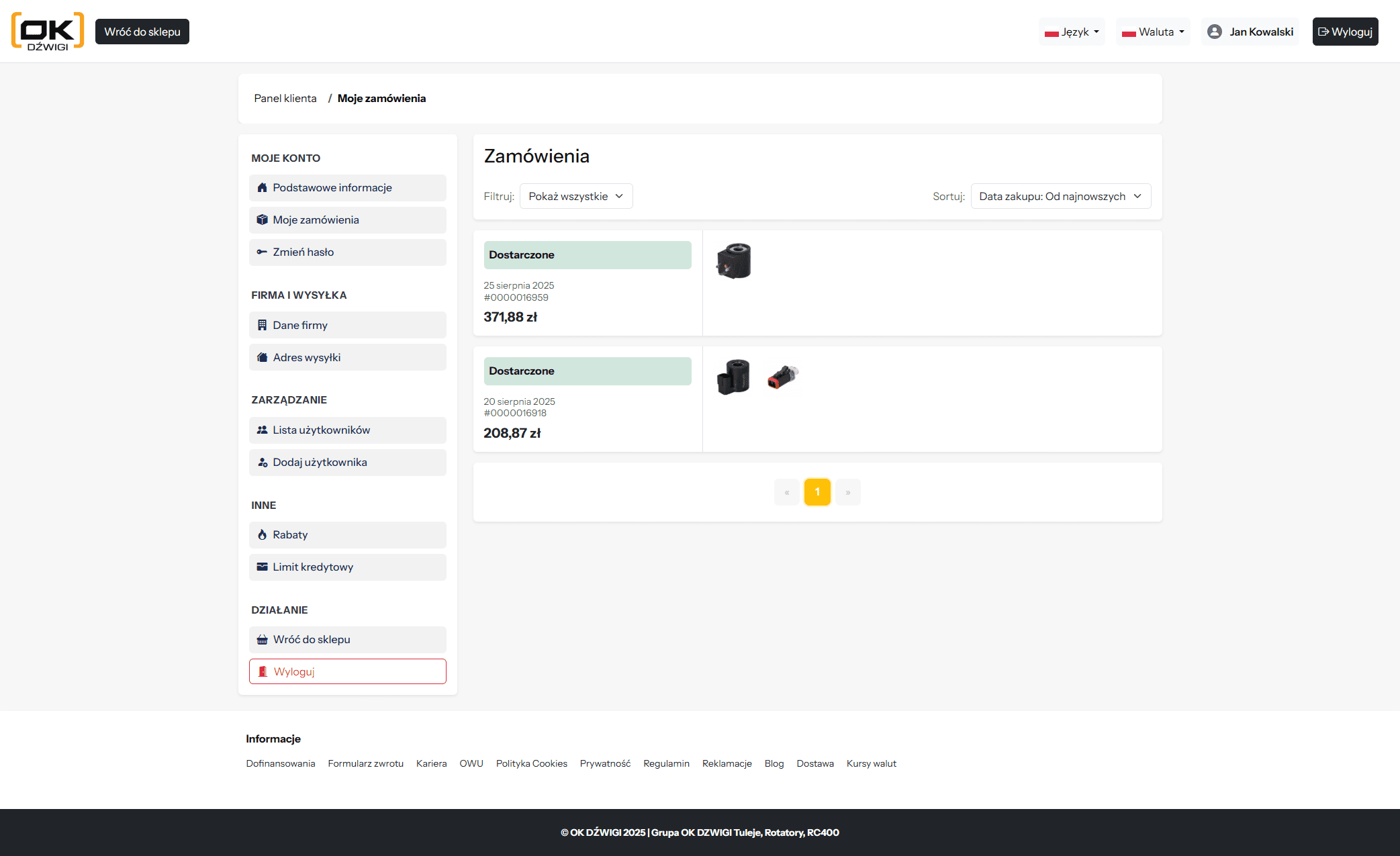 dzwigi.net.pl - Panel użytkownika