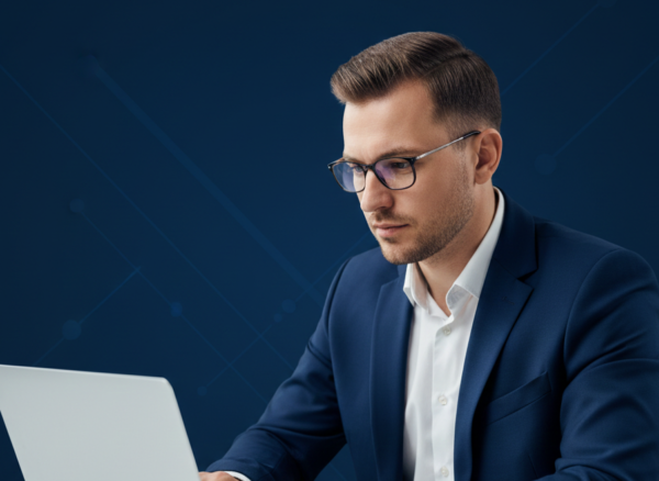 pecjalista mIT group przy laptopie - outsourcing IT dla firm