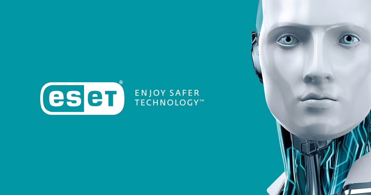 Logo ESET na turkusowym tle – wdrożenie ESET PROTECT dla firm