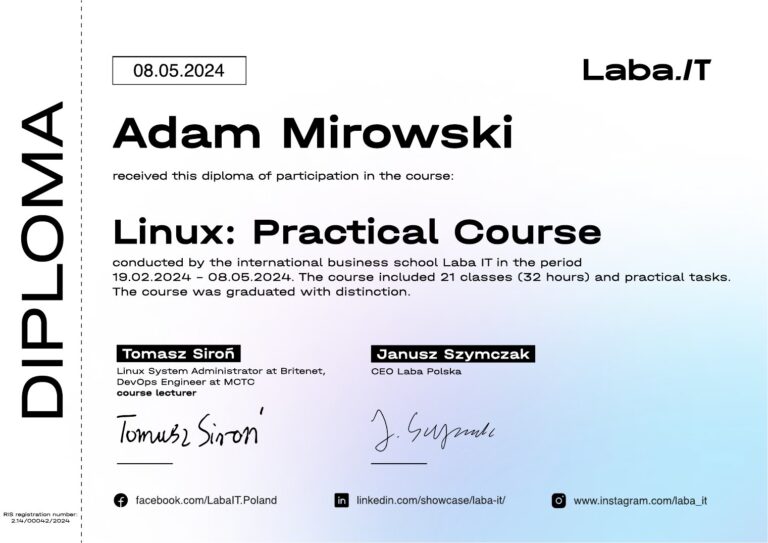 Dyplom Laba IT – Linux: practical course – Adam Mirowski, mIT group
