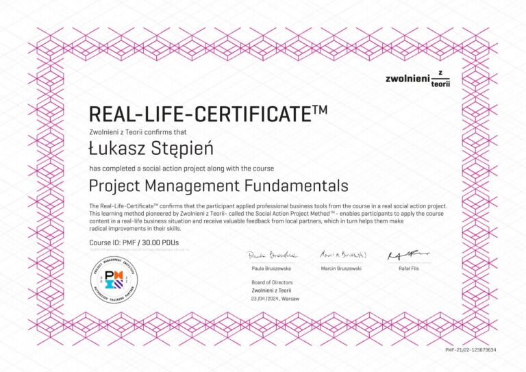 Project Management Fundamentals – real-life-certificate, Łukasz Stępień